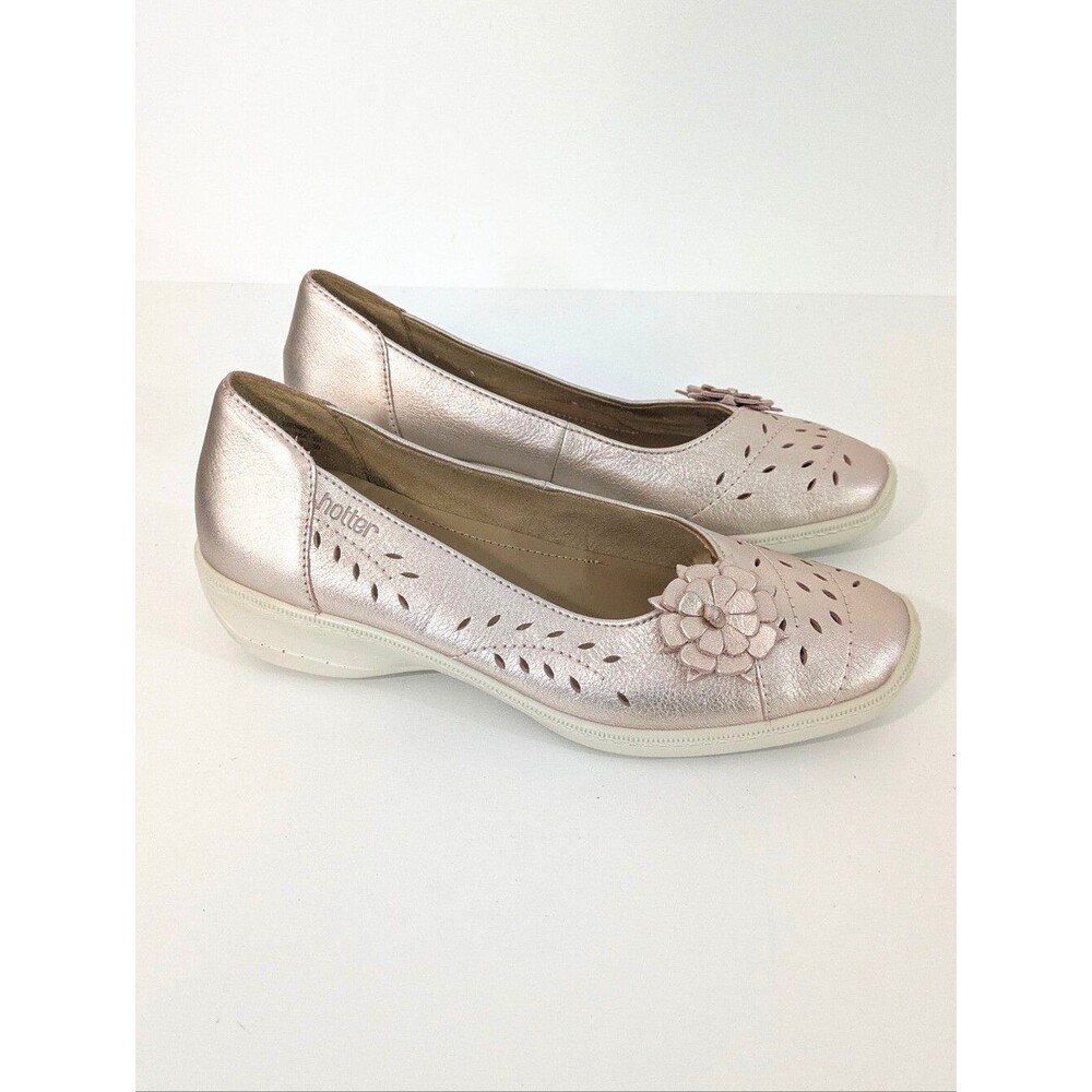NEW Hotter Rose Gold 'Mexico' Low Heeled Slip Ons / Loafers - Size 8 Womens